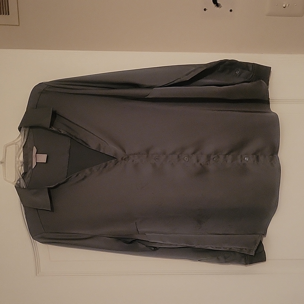 Olive satin blouse by H&M